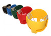 Bucket seat color options in yellow, red, green, blue or blac