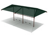 Shaded 2-Bay Single Post Swing in Brown Frame & Rainforest Green Shade