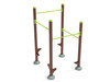 Inclined Quadruple Station Chin Up Bars - Brown Posts/Lime Green Rails