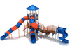 Star Island Max Structure - Back View with White Posts, Orange Rails, and Orange and Pacific Blue Plastics