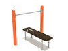 Assisted Chin Up Station with Bench with Orange Posts and Silver Rails