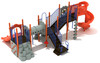 Hillandale Max Structure - Front View with Orange Posts, Cobalt Blue Rails, Gray Plastic, and Orange Hand Holds