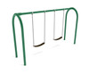 1-Bay Arch Swings with 2-belt seats in Rainforest Green with Black Belt Seats