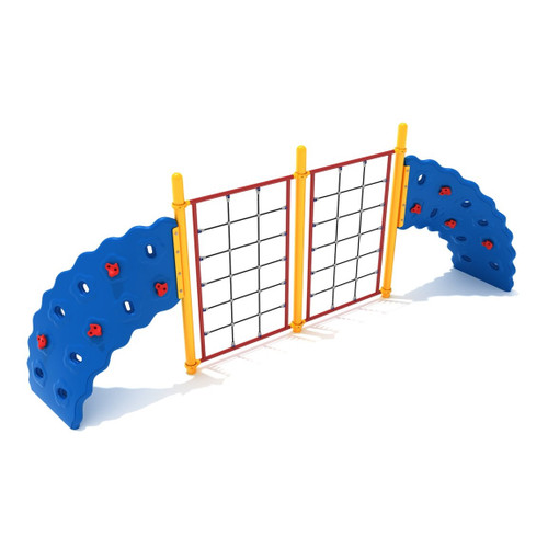 2 Panel Rope Challenger Climber - Sunglow Yellow Post/Brick Red Rails/Pacific Blue Plastic/Primary Red Handholds
