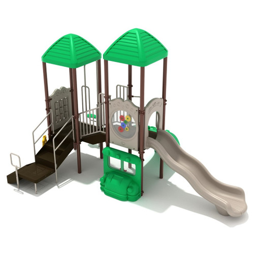 Bellevue Spark Play Structure - front view - forest color scheme