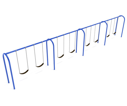 Single-Post 4-Bay Arch Swing in Cobalt Blue with Black Belt Seats