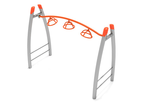 Curved Post 3-Wheel Overhead Spinner with Gray posts, Orange rails and Orange post caps