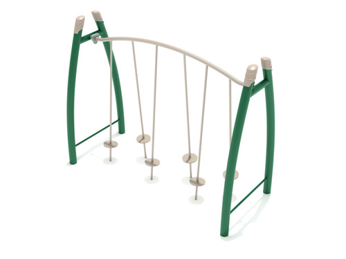 Curved Post Tilted Lily Pad Bridge - Rainforest Green Posts, Sand Dollar Rails, Beige Plastic and Beige Caps