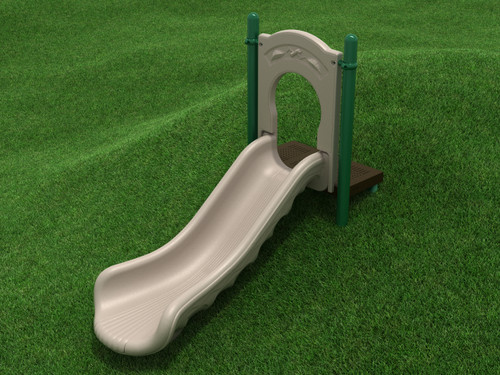 3' Single Straight Slide with Beige Plastic and Rainforest Green posts
