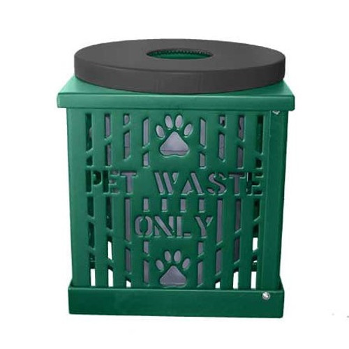 22 Gallon "Pet Waste" Receptacle with Flat Lid and Liner - Green/Black