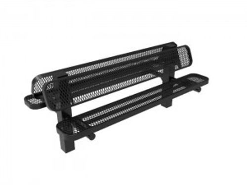 Double Pedestal Bench with Back - Expanded Metal - Inground Mount Double Pedestal Bench with Back - Expanded Metal - Inground Mount