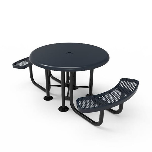 Round Nexus Pedestal Table with Solid Top - Portable- Expanded Metal