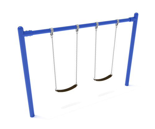 Single-Post 1-Bay Swings in Cobalt Blue with Black Belt Seats