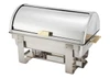 Dallas Chafer, 8 qt., full size, rectangular, roll top, stainless steel with gold accents, includes food pan, water pan, and fuel holders, mirror finish (Qty Break = 1 each)