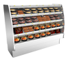 Fusion® Self-Serve Hot Deli Merchandiser, 75-3/8"W, 59-5/8"H, high profile, open front, & front electrical access, (3) individually controlled heated metal shelves with incandescent lights, laminated exterior, stainless steel interior, stainless steel solid back panel, cETLus, ETL-Sanitation