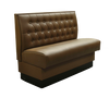 Booth, single, length to be specified x 48"H, upholstered diamond back, upholstered seat, 4" thick foam seat, finished outside back, plywood & solid wood frame, with crumbstrip, black vinyl kick base