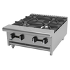 Hotplate, natural gas, countertop, 24"W x 32-1/4"D x 11-3/8"H, (4) 30,000 BTU burners, cast iron grates & burners, manual controls, full width removable drip tray, pressure regulator, stainless steel front, sides & landing ledge, adjustable feet, 120,000 BTU, cETLus, (ships with LP conversion kit) Made in North America