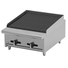 Charbroiler, natural gas, countertop, 24"W, (4) 16,000 BTU burners,reversible & removable cast iron grates, cast iron angled radiants, manual controls, full width drip tray, pressure regulator, stainless steel burners, front, sides & landing ledge, adjustable feet, 64,000 BTU, cETLus, (ships with LP conversion kit) Made in North America