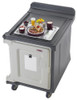 Meal Delivery Cart, low profile, (1) door, 1-compartment, holds (10) 15" x 20" trays, 29-1/2" x 38-1/2"D x 42-1/2"H, molded-in handle on the back, with louvered vent, 6" heavy duty casters (2 fixed, 2 swivel with brake, offset), granite gray with cream color door, NSF