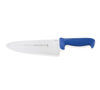 Cook's Knife, 8", 2-1/2" wide at handle, high carbon/no stain blade, molded blue polypropylene handle, treated with sanitized antimicrobial protection (snap), NSF