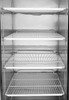 Refrigerator Merchandiser, two-section, 54-3/8"W x 31-1/2"D x 81-1/5"H, bottom-mounted self-contained refrigeration, 43.8 cu. ft., (2) self-closing hinged glass doors with locks, Dixell electronic controller, 33° to 38°F temperature range, (8) shelves, LED interior lighting, lighted header panel, stainless steel interior, black steel exterior, 2" casters, R290 Hydrocarbon refrigerant, 1/5 HP, 115v/60/1-ph, 3.2 amps, cord, NEMA 5-15P, cETLus, ETL-Sanitation, ENERGY STAR®
