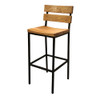 Kuma Barstool, indoor, metal frame, Ash wood seat and back. Select choice of finishes available. Please call for available metal powder finishes. Height of seat is 30".