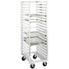 Tray Rack, mobile, end load, single section, pass-thru, 21-1/2"W x 69-1/4"H, 29"D, pass-thru, open sides with slides for (40) 14" x 18" or (20) 18" x 26" pans, slides on 3" centers, riveted aluminum construction, NSF