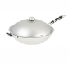 Wok, 14-1/4" overall dia. (9-1/2" bottom dia.), with cover, helper handle, tri-ply bottom, induction ready, stainless steel