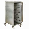 Tray Delivery Cart, enclosed-type, single door, single compartment, (20) 15" x 20" tray capacity, (2) trays per ledge, 6" spacing, 270° door swing, 5" swivel casters, 200/300 stainless steel construction, NSF, Made in USA