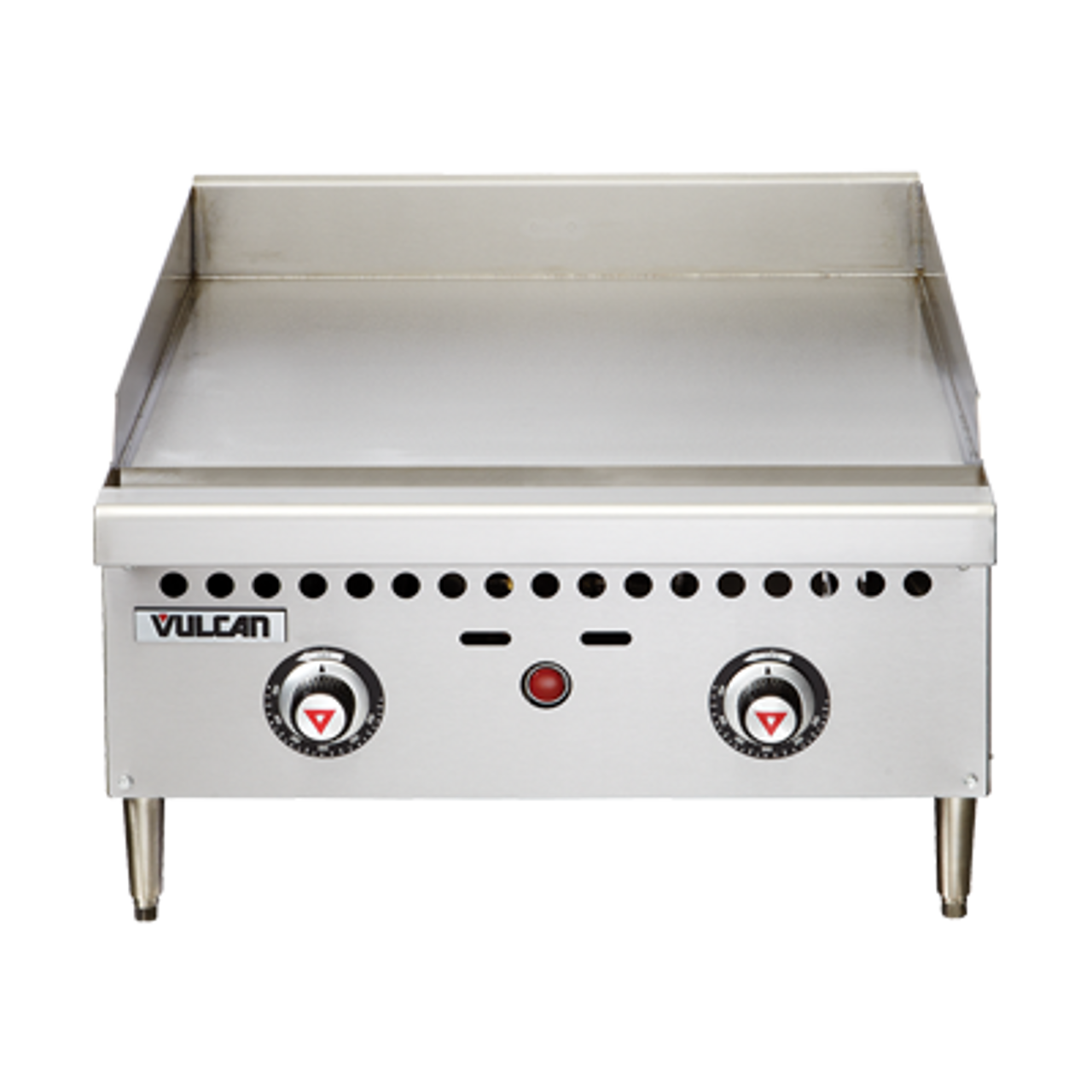 Griddle, countertop, gas, 48" W x 20-1/2" D cooking surface, 1" thick polished steel griddle plate, (4) burners, fully welded, manual control valve every 12", low profile, 4-1/2" grease can capacity, (1) burner, stainless steel front, sides & front top ledge, 4" adjustable legs, 100,000 BTU, CSA, NSF