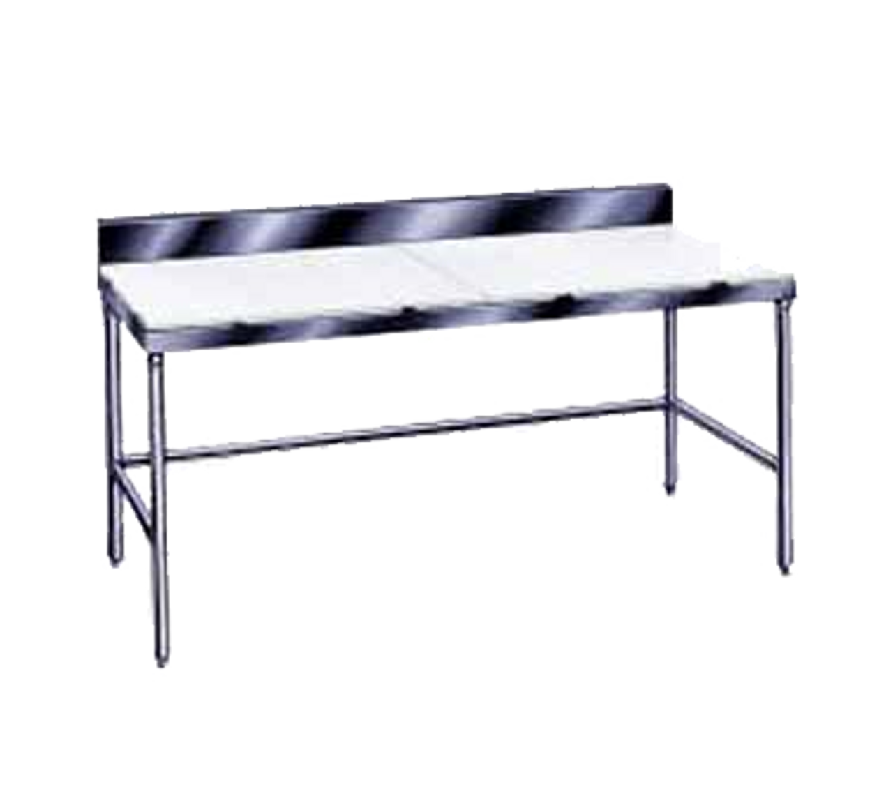 Poly-Top Work Table, 48"W x 24"D, 5/8" thick Poly-Vance© top with 6"H stainless steel backsplash, stainless steel legs with side & rear cross rails, adjustable stainless steel bullet feet, NSF