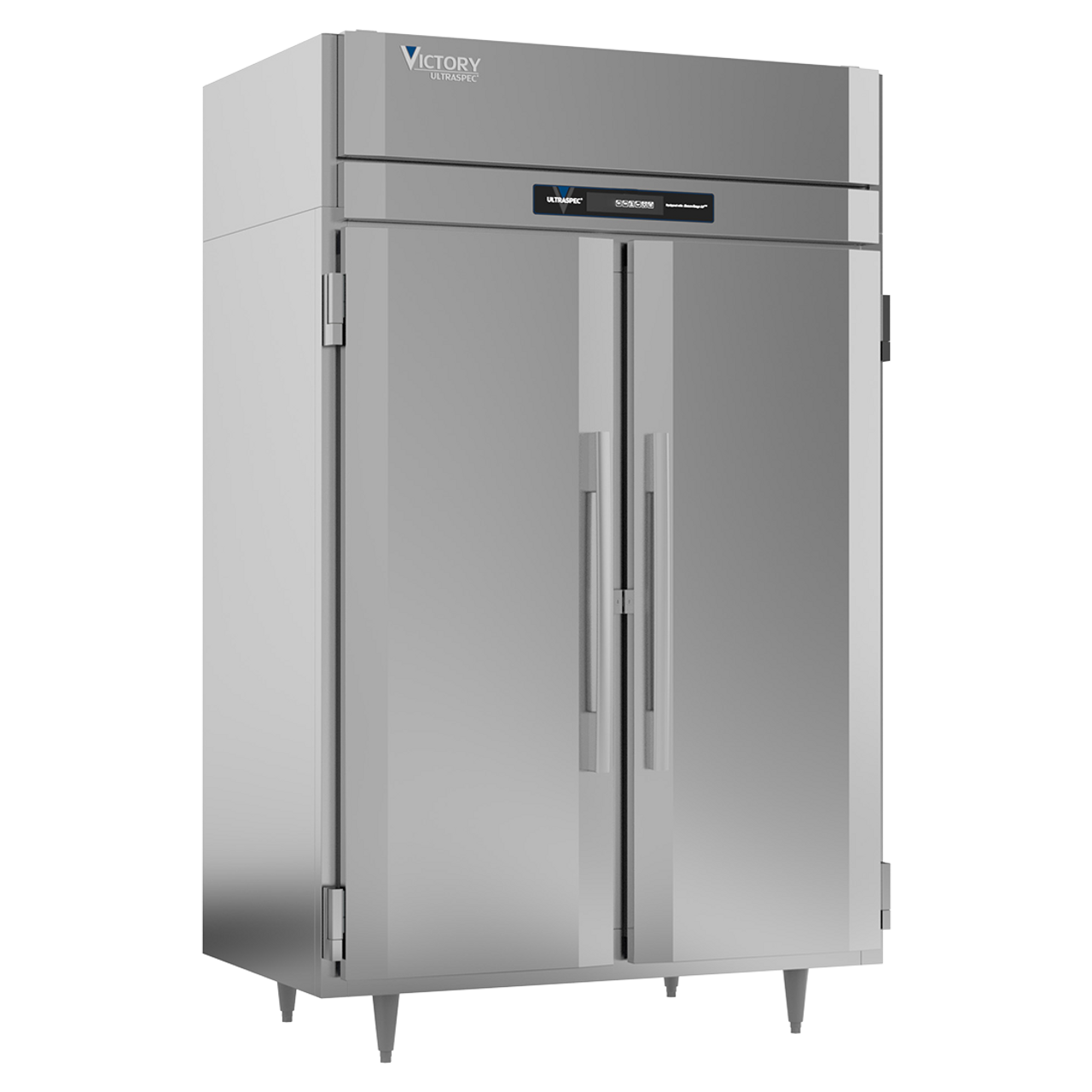 UltraSpec™ Series Freezer, Reach-in, two-section, self-contained refrigeration, 44.57 cu. ft. capacity, (2) full height solid hinged doors, (6) silver freeze (chrome-style) shelves, stainless exterior & aluminum interior, standard depth cabinet, TOUCH POINT™ electronic temperature control/indicator, LED lighting, expansion valve technology, Santoprene door gaskets with 2 year warranty, stainless steel breakers, R290 Hydrocarbon refrigerant, 3/4 HP, cULus, UL EPH Classified, UL-Sanitation, MADE IN USA