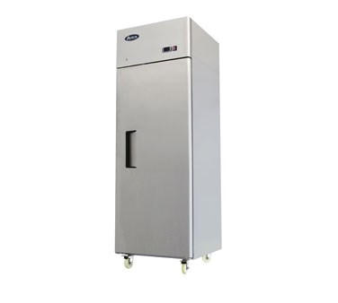 Atosa Freezer, reach-in, one-section, 28-7/10"W x 31-7/10"D x 81-3/10"H, top mount self-contained refrigeration, 21.4 cu ft., (1) locking hinged solid door, digital temperature control, -8° to 0°F temperature range, (3) adjustable shelves, interior LED lighting, automatic evaporation, electric defrost, stainless steel interior & exterior, galvanized steel back, 4" casters, R290 Hydrocarbon refrigerant, 1/2 HP, 115v/60/1-ph, 6.3 amps, cord with NEMA 5-15P, cETLus, ETL-Sanitation, ENERGY STAR®
