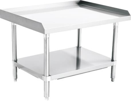 MixRite Equipment Stand, 36"W x 30"D x 24"H, stainless steel top with upturn on rear & sides, stainless steel adjustable undershelf & legs, adjustable bullet feet, NSF, KD