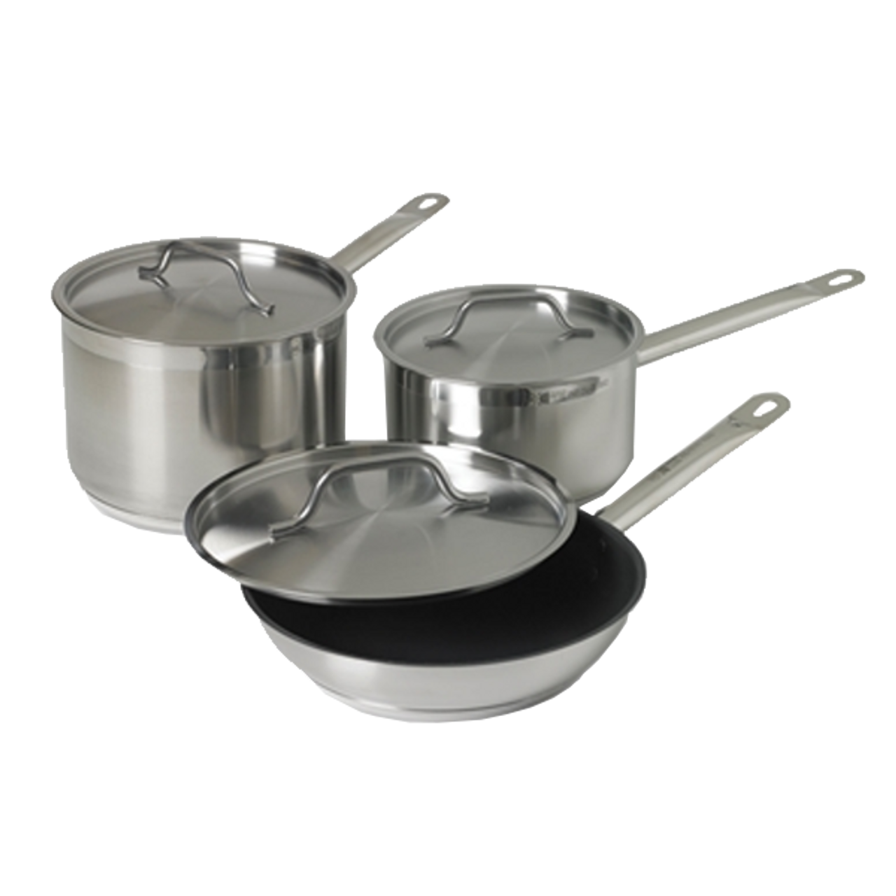 Optio™ Deluxe Cookware Set, (6) piece, includes: (1) each of 3802, 3907C, 3803, 3908C, N3809 & 3910C, induction ready, stainless steel, NSF