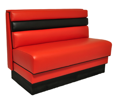 Cake & Shake Booth, single, length to be specified x 48"H, upholstered back and seat, 4"thick foam seat, finished outside back, plywood & solid wood frame, with crumbstrip, black vinyl kick base