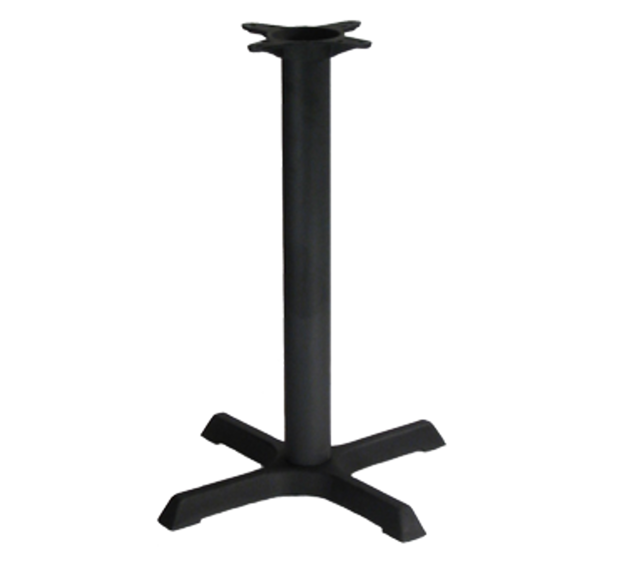 Table Base, indoor, 22" x 22" base spread, 3" dia. column, dining height, stamped steel, black powder coat finish  (2 week lead time)