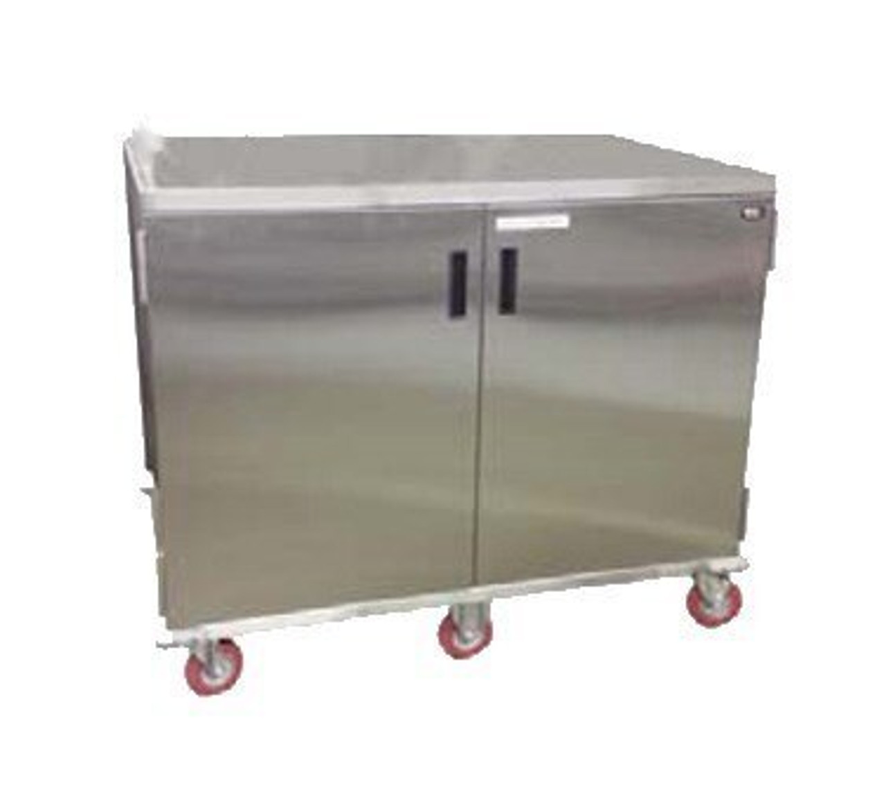 Economy Patient tray cart; stainless steel, two doors,  corner bumpers; two trays per slide; adjustable tray slides accept 14"x18", 15"x20" trays; capacity 32 trays   ETDTT24 SHOWN