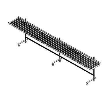 Tray Make-Up Conveyor, cantilever-style, PVC rollers, 8' section, mobile, adjustable stainless steel tube uprights, stainless steel frame, 3" casters (IESRC8)