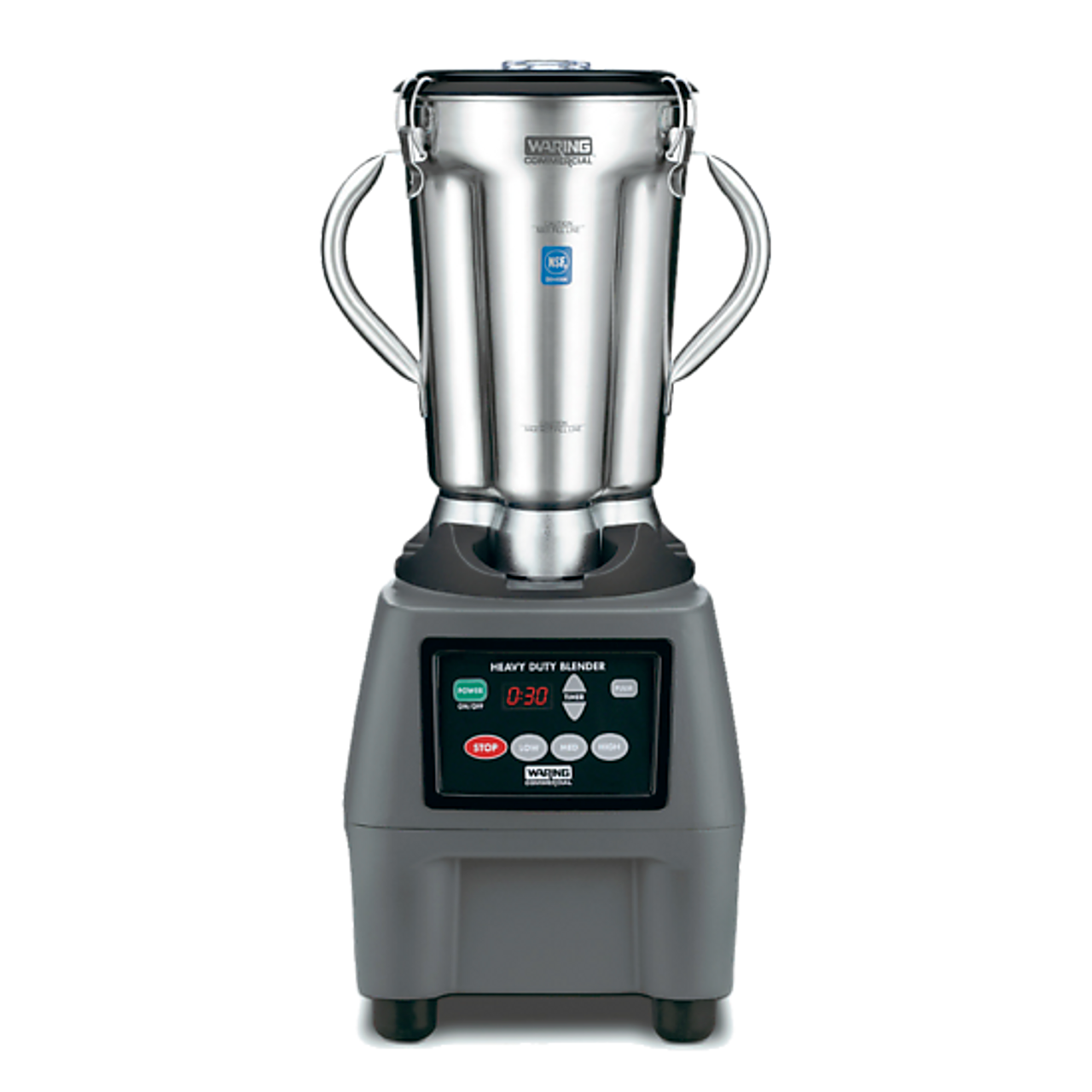 Food Blender, heavy-duty, 14-7/8"W x 15"D x 26"H, (1) gallon capacity, electronic membrane keypad, 3-speed with timer & plus pulse, removable stainless steel container with (2) handles, clear lid, die cast base, 3-3/4 HP, 120v/60/1-ph, 15 amps, cETLus, NSF, Made in USA