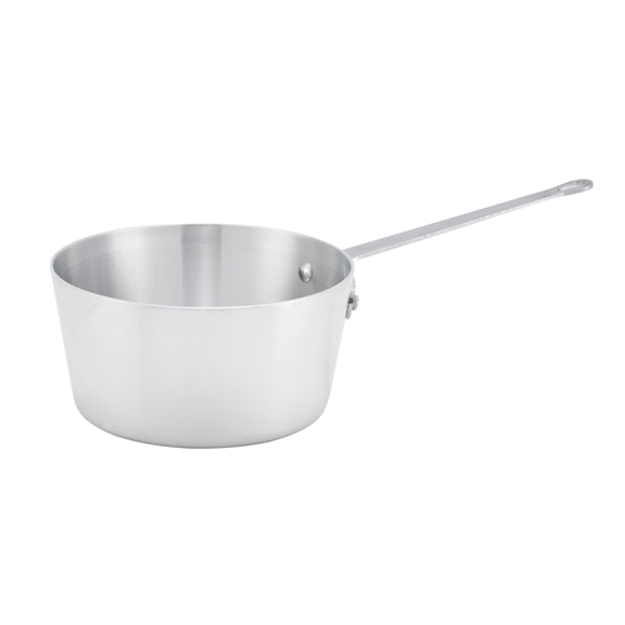 Sauce Pan, 1-1/2 qt., 5-3/4" dia. x 3-5/8"H, flared sides, without cover, riveted handle, 3.0mm thick, 3003 heavyweight aluminum, natural finish, NSF