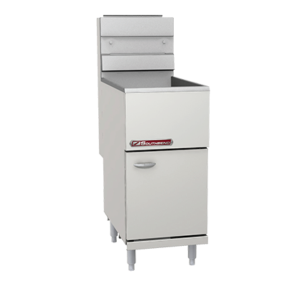 Economy Fryer, gas, floor model, 35-40 lb. capacity, thermostatic controls, standing pilot, includes: (2) wire mesh baskets, tube rack, drain extension & removable basket hanger, stainless steel tank, door & front, 6" adjustable legs, 90,000 BTU, CSA, NSF (Note: Qualifies for Southbend's Service First™ Program, see Service First document for details)