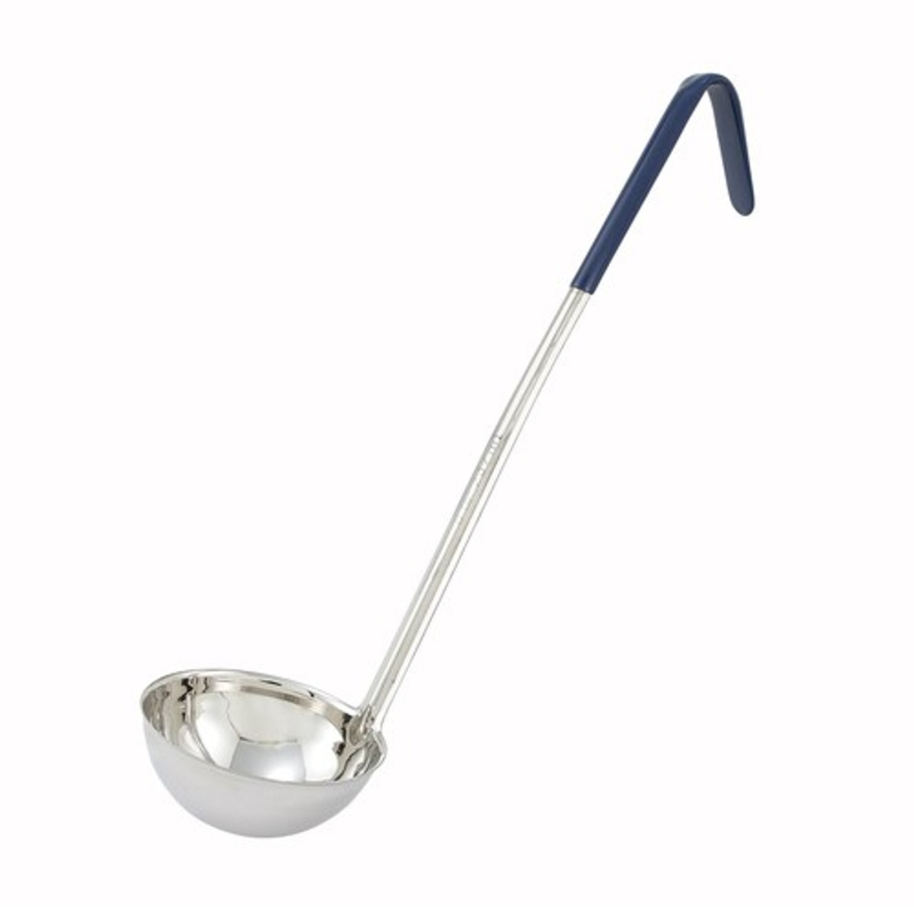 Color-Coded Ladle, 8 oz., 16-1/2" handle, one-piece, stainless steel, blue