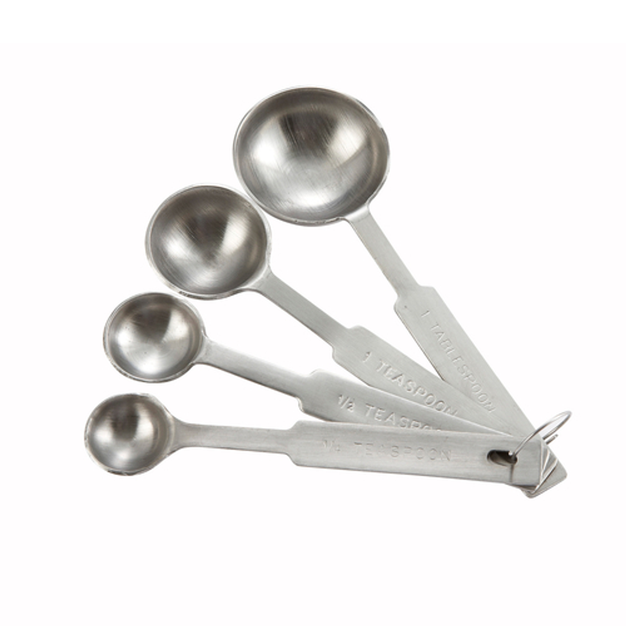 Deluxe Measuring Spoons, 4-piece set includes: 1/4 teaspoon, 1/2 teaspoon, 1 teaspoon & 1 tablespoon, stainless steel