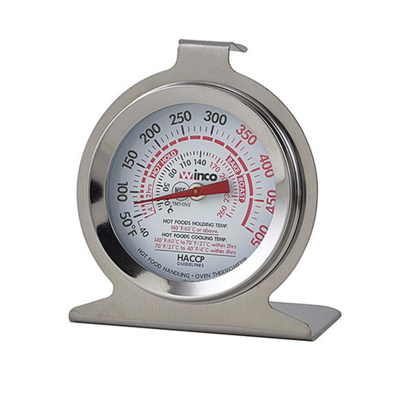 Oven Thermometer, temperature range 40° to 500° F, 2" dia. dial face, HACCP, NSF