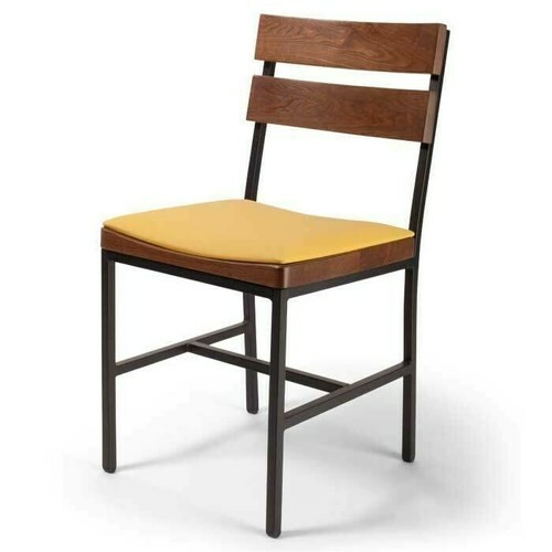 Kuma Chair, indoor, metal frame, shown with upholstered seat for additional cost. Select choice of finishes available. Please call for available metal powder finishes.