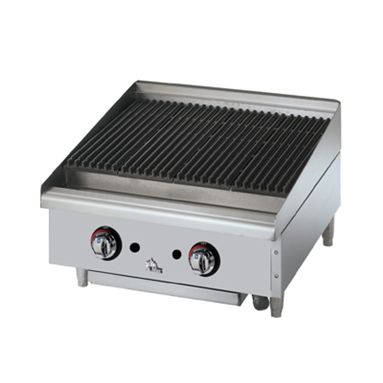 Star-Max® Charbroiler, gas, countertop, 24" W, cast iron 40,000 BTU burners with adjustable manual controls every 12", lava rock briquettes, welded steel frame with stainless steel top and front, aluminized steel sides, cast iron broiling grates, stainless steel water pan, splash guard & grease trough, 4" legs, 80,000 BTU, cULus, UL EPH (ships Natural Gas includes LP conversion kit)