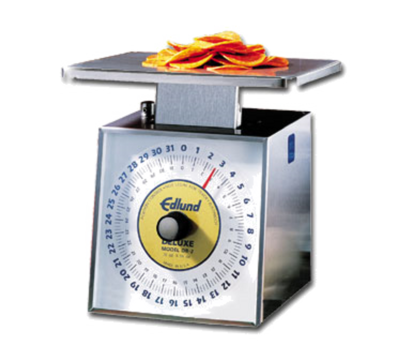 Scale, Portion, Dial Type, dishwasher safe, top loading counter model, rotating dial, vertical face, 5 lbs x 1 oz graduation, stainless steel construction, NSF certified, made in USA. SR-5 OP Pictured