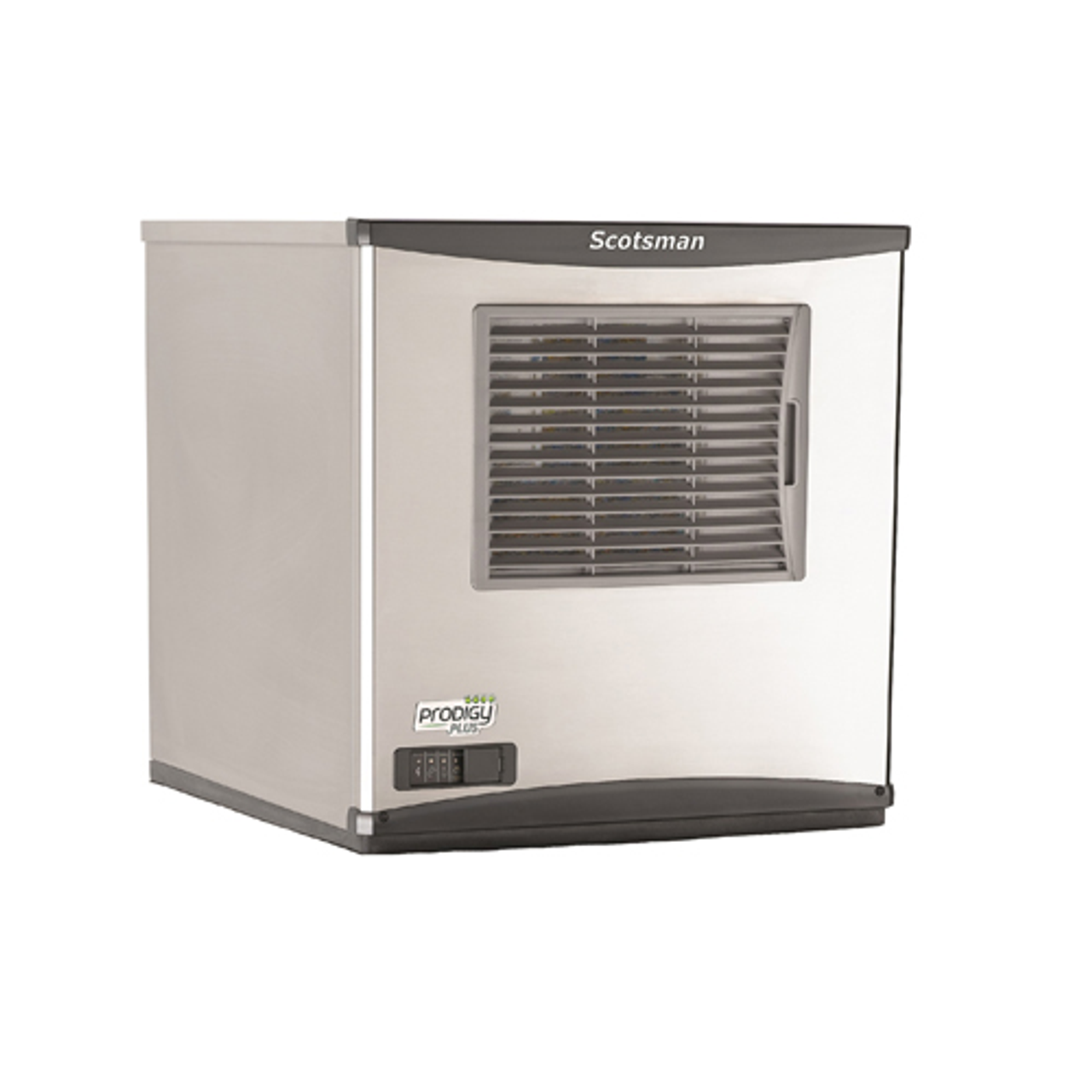Prodigy Plus® Ice Maker, nugget style, Original Chewable Ice®, air-cooled, self-contained condenser, production capacity up to 420 lb/24 hours at 70°/50° (348 lb AHRI certified at 90°/70°), sealed maintenance-free bearings, AutoAlert™ indicating lights, front facing removable air filter, unit specific QR code, stainless auger and evaporator, one-touch cleaning, stainless steel finish, AgION™ antimicrobial protection, R-404A refrigerant, 115v/60/1-ph, 12.9 amps, NSF, cULus, engineered and assembled in USA