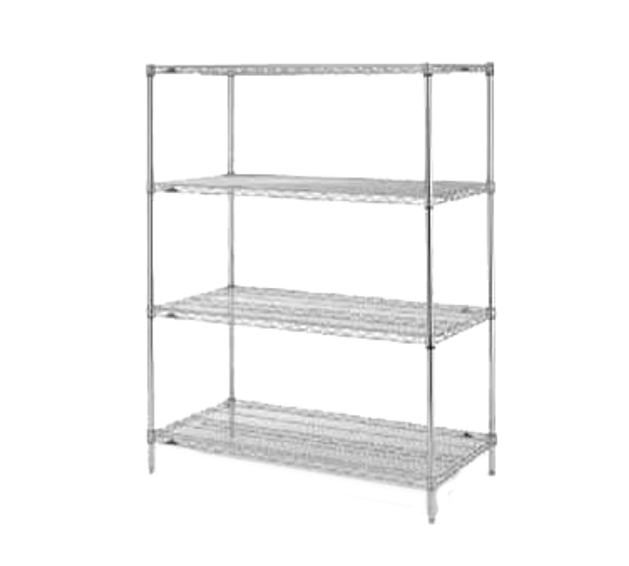 Super Erecta® Convenience Pak Shelving Unit, 48"W x 18"D x 74"H, (4) wire shelves with clips & (4) split posts with adjustable feet, chrome plated finish, KD, NSF